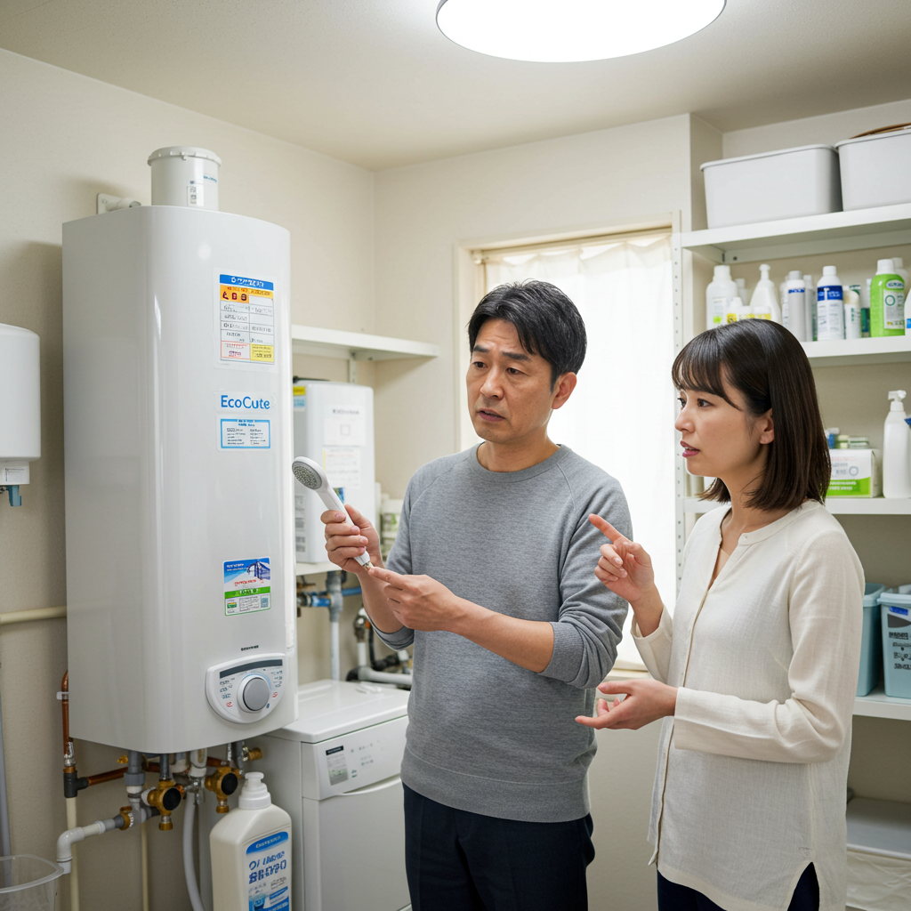 節水シャワーヘッドでエコキュートが故障する例