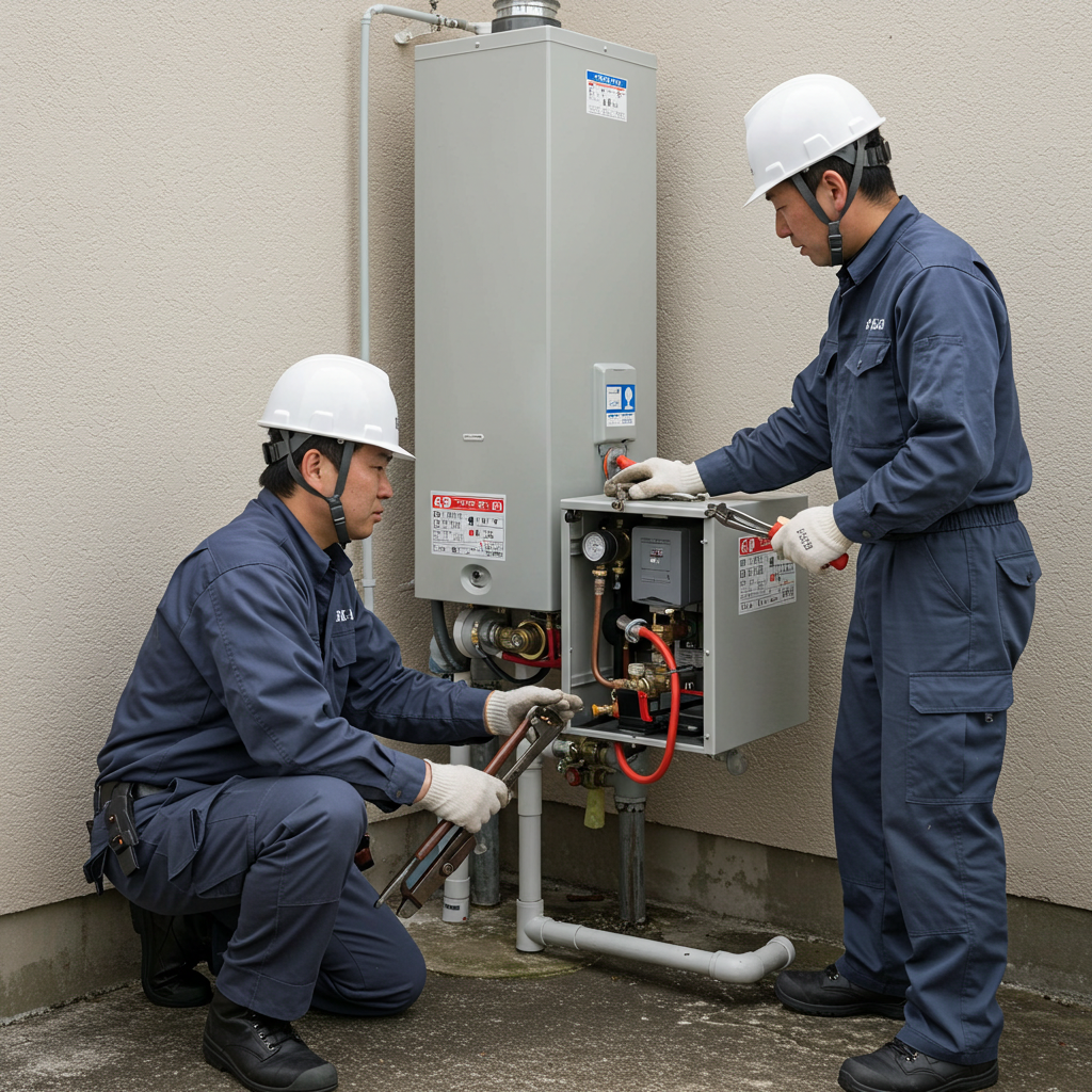 給湯器交換作業員の人数と工事時間の関係