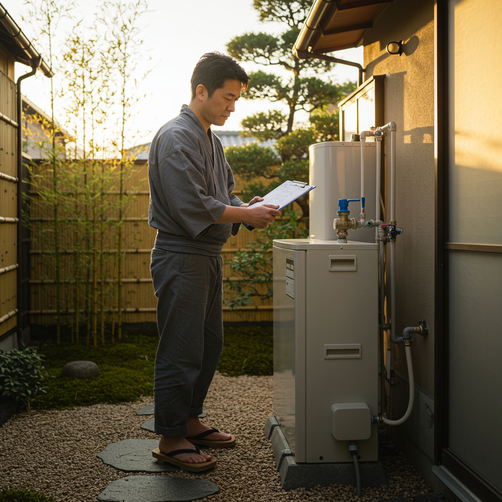 給湯器給水元栓を閉める手順