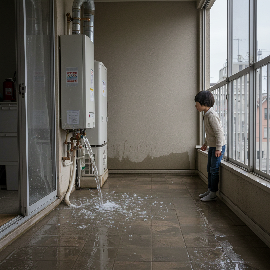 給湯器ベランダ水による影響
