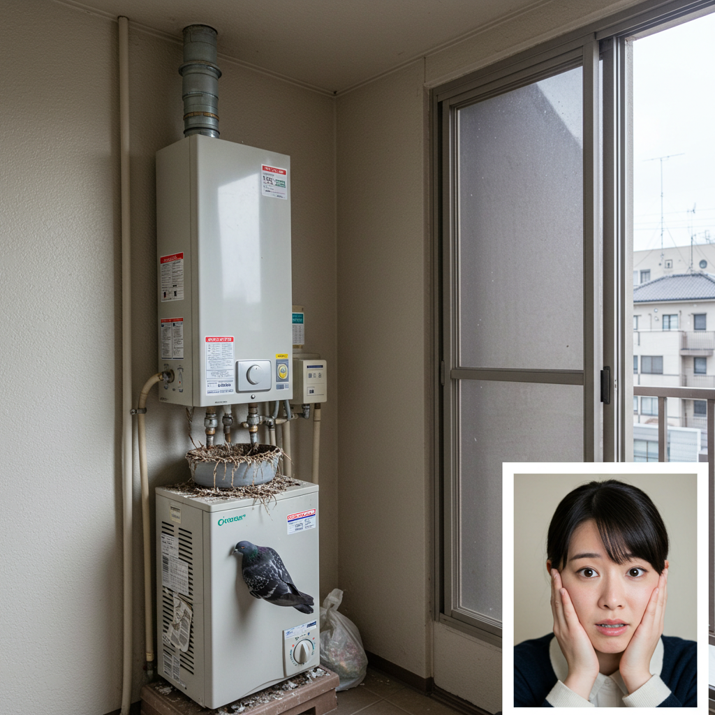 ベランダ給湯器鳩によるトラブル