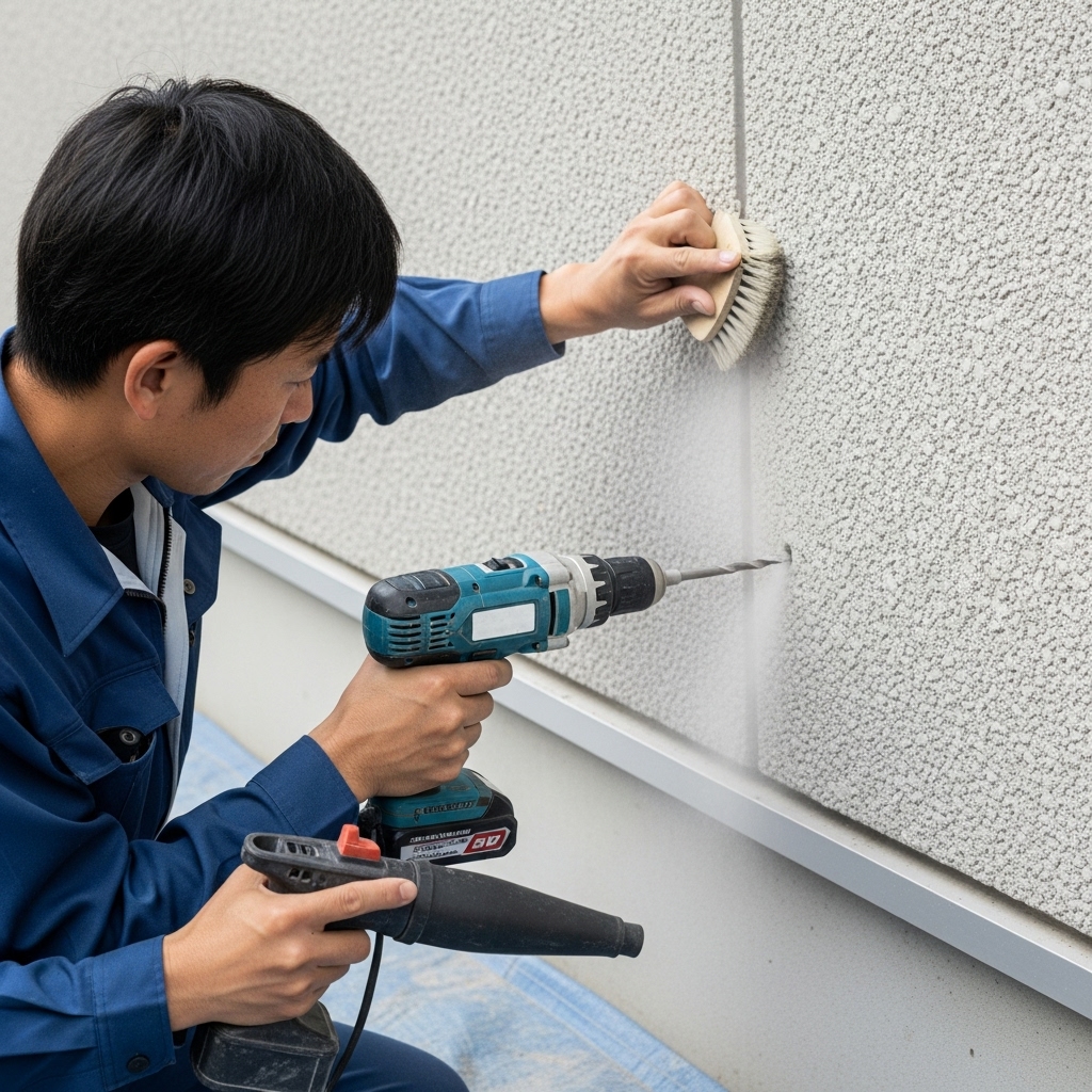 モルタル壁の強度確認手順