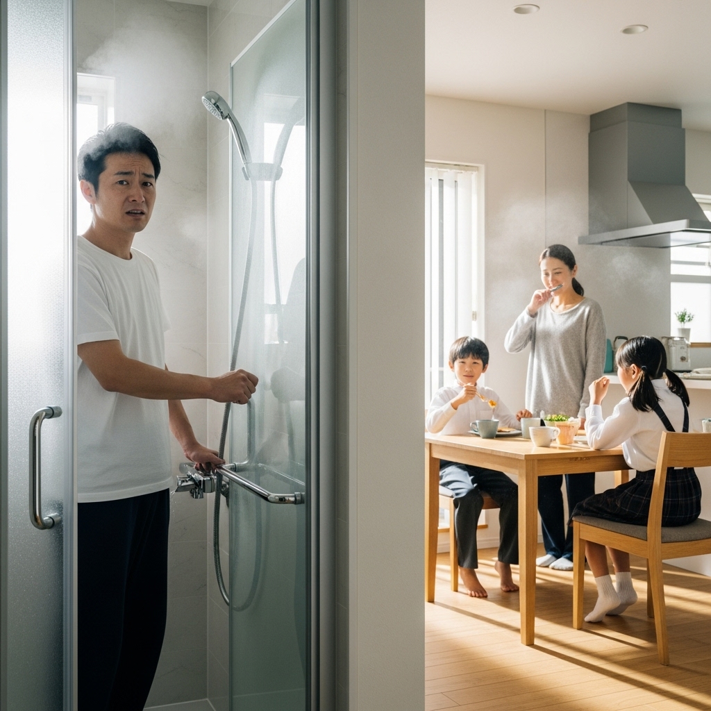 夕方や夜のシャワーで湯切れ