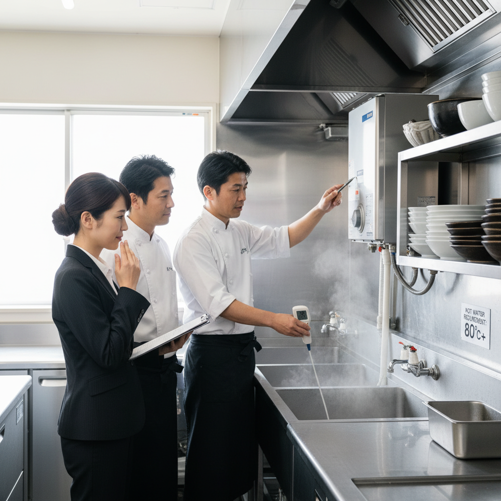 飲食店における保健所の指導と給湯器に関する画像