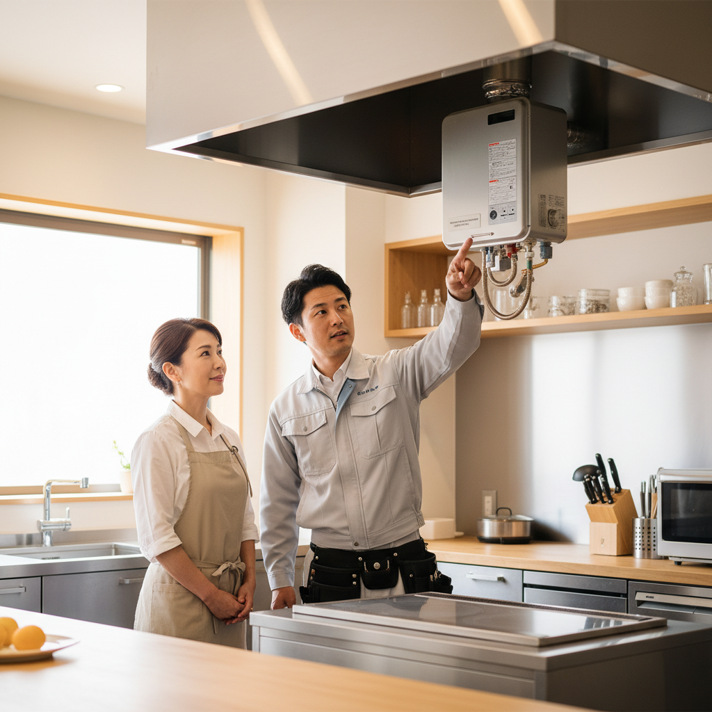 特殊な設置環境に対応する「排気フード対応型給湯器」とはに関する画像