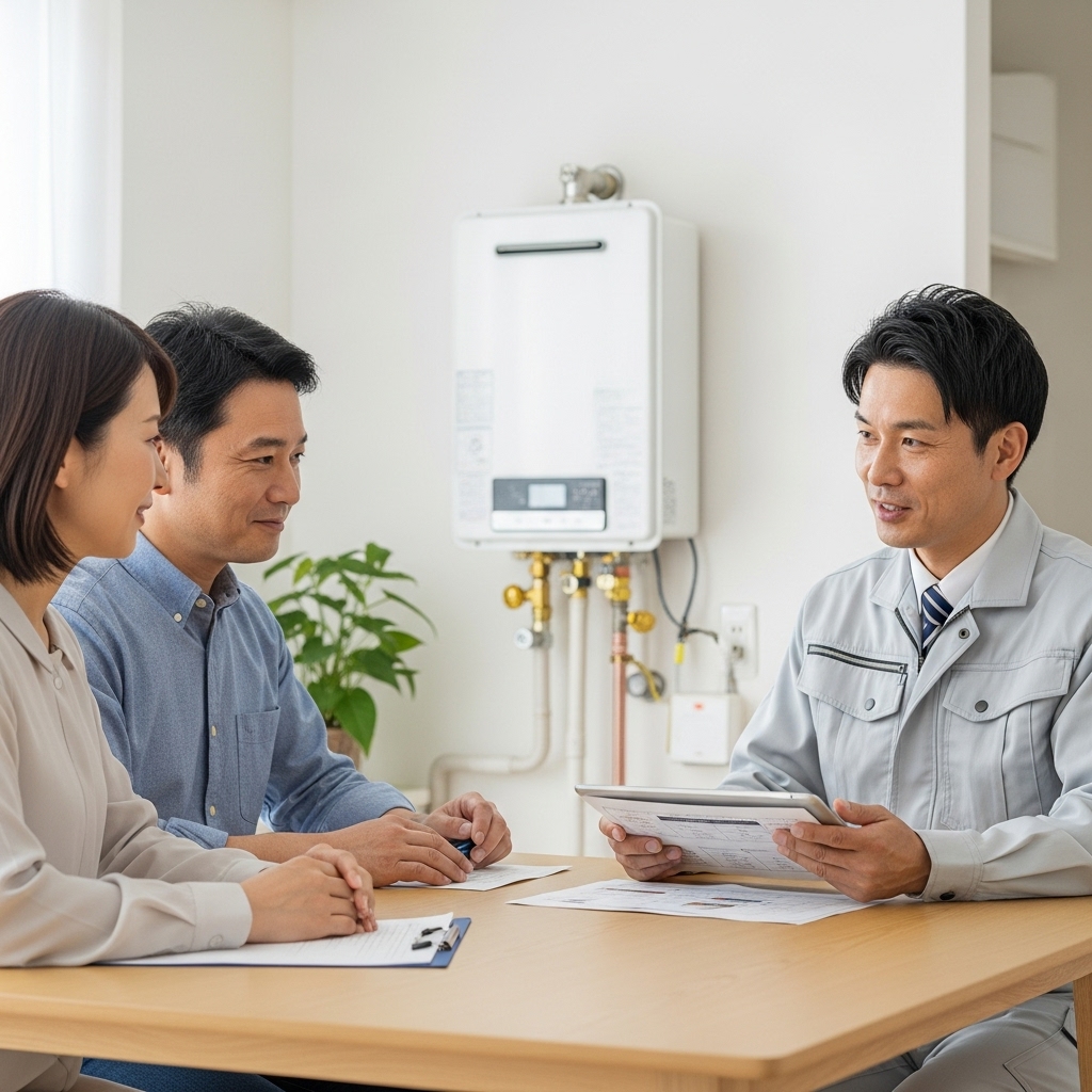 給湯器交換費用の内訳（本体価格＋工事費）に関する画像