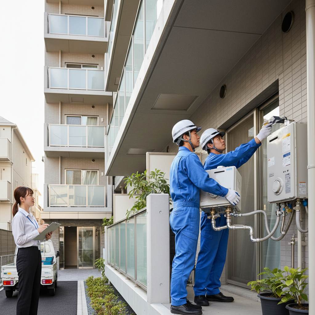 アパート・マンションでの給湯器交換時間に関する画像