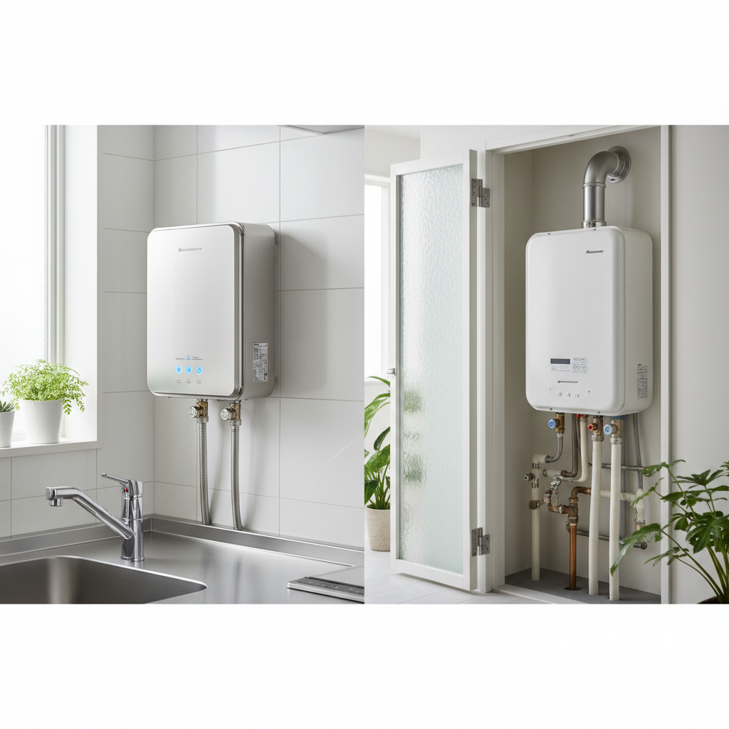 瞬間湯沸かし器と給湯器の違いに関する画像