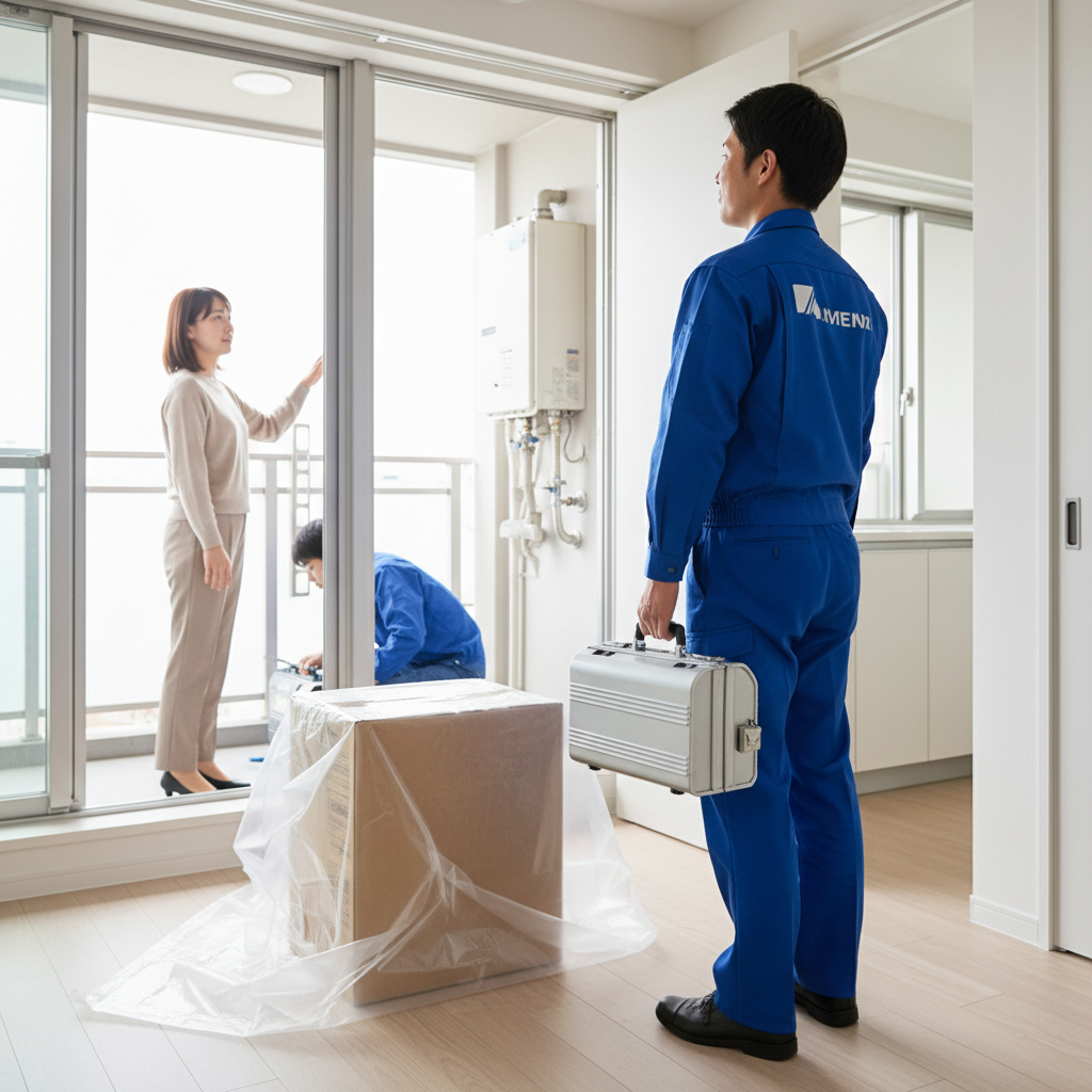 給湯器交換で家の中に入る？アパートで部屋に入る範囲に関する画像