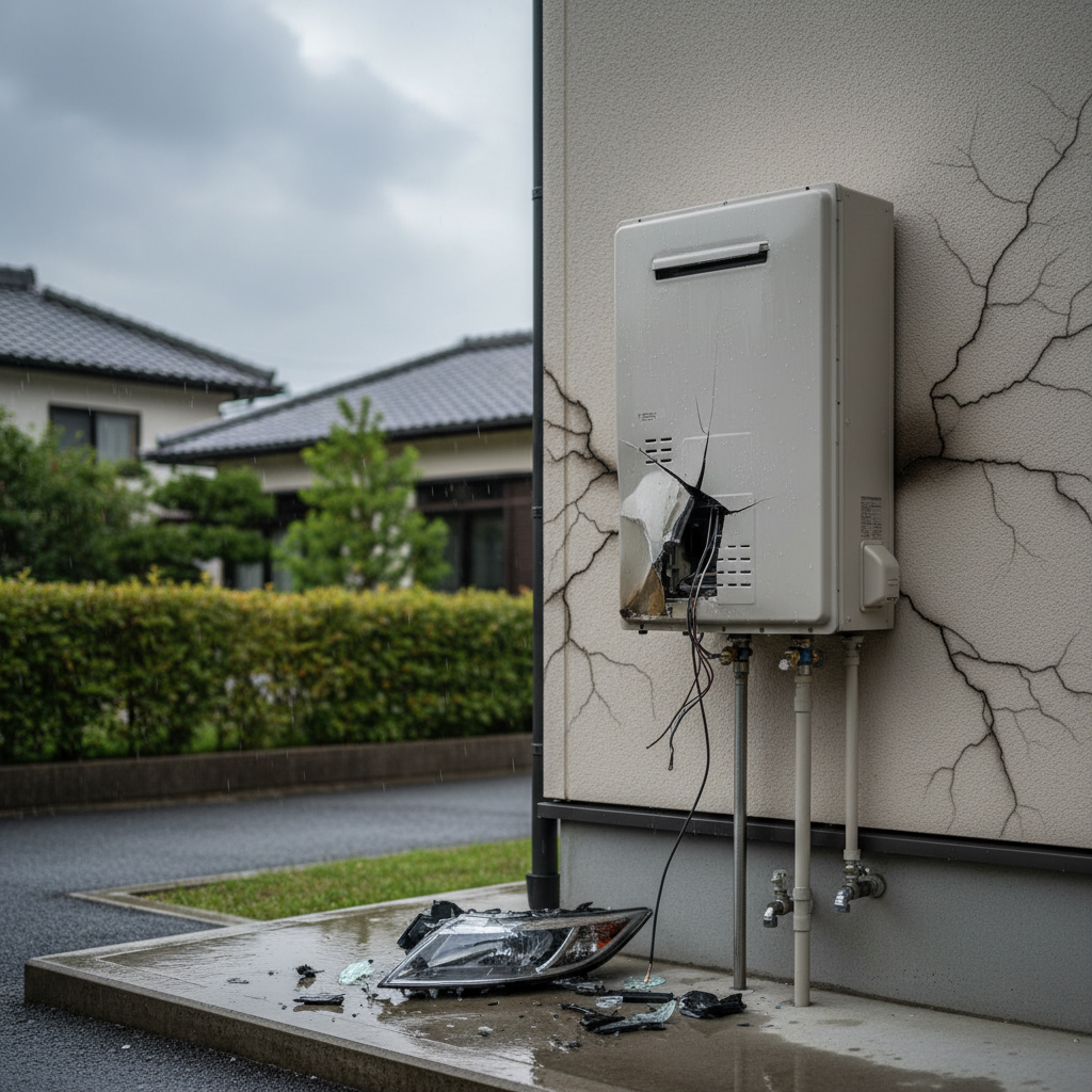 突発的な事故による破損（具体例：落雷、物の衝突）に関する画像