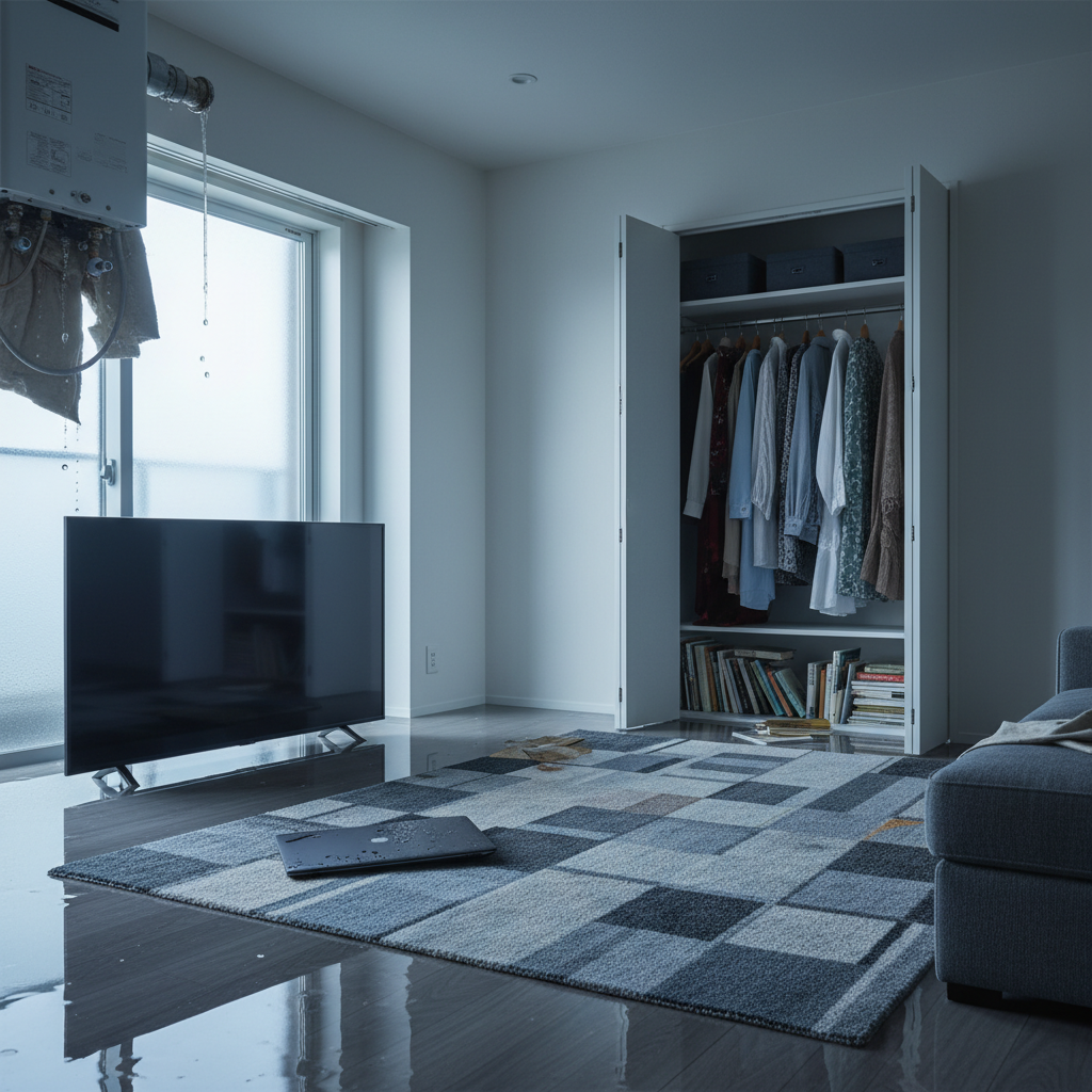 給湯器の故障が原因で被害を受けた家財の補償に関する画像