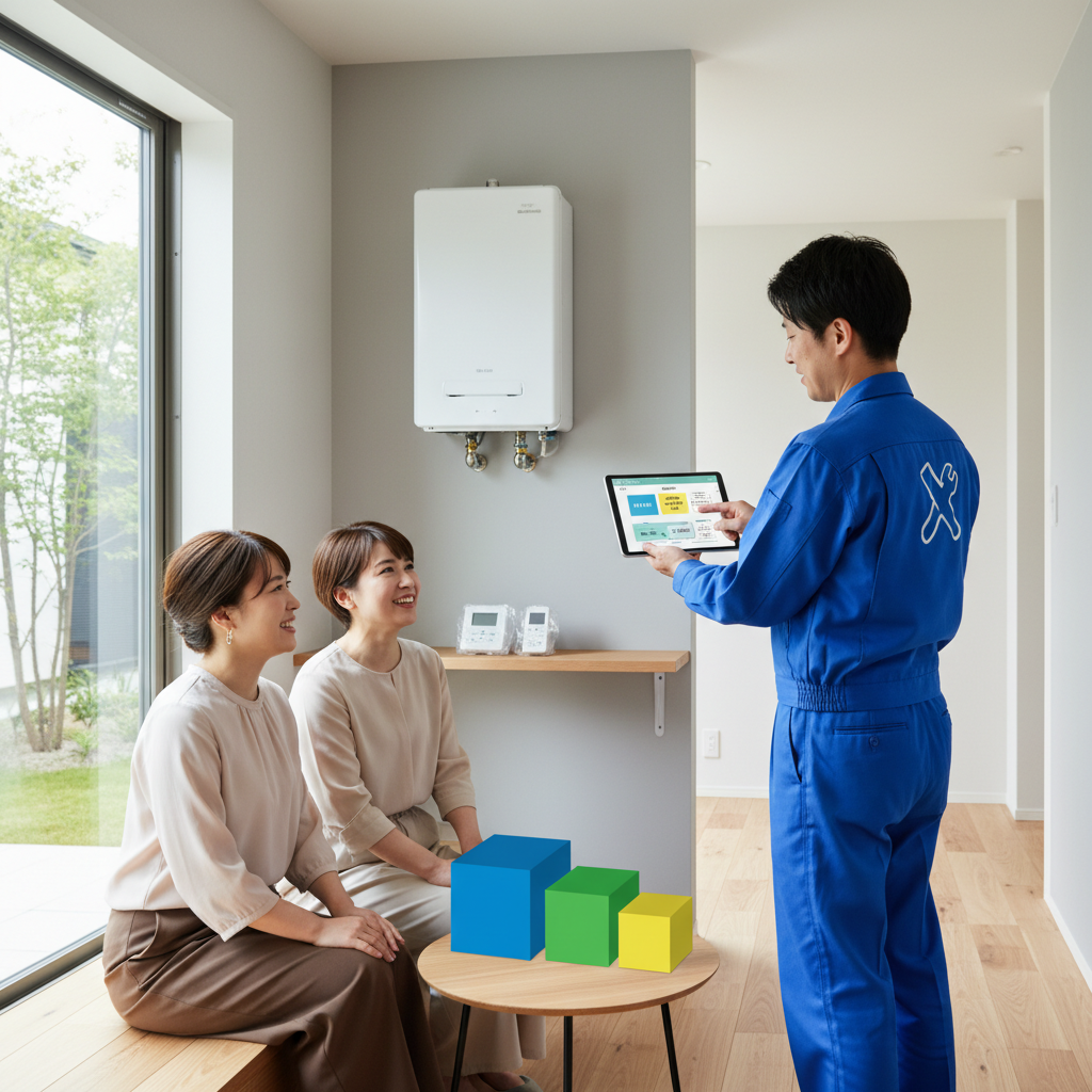 給湯器本体と工事費込みの料金体系に関する画像