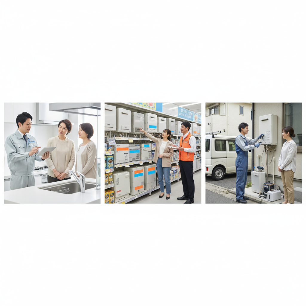 業者による費用の違い（ホームセンター・ガス会社・専門業者）に関する画像