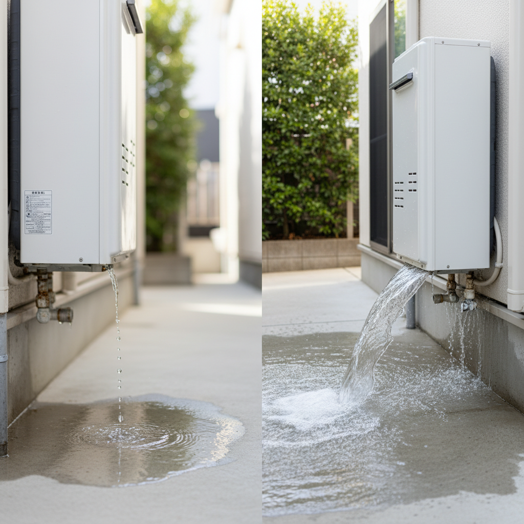 水漏れの量を確認する（ポタポタか大量か）に関する画像