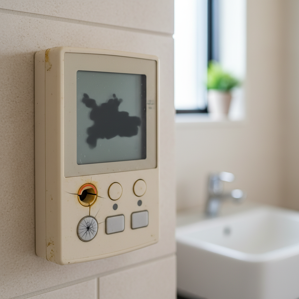 古い給湯器リモコンによくある故障事例に関する画像