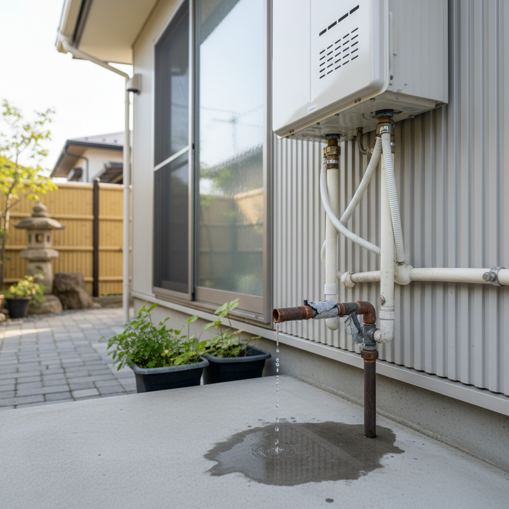 給湯器本体や配管から水漏れしているに関する画像