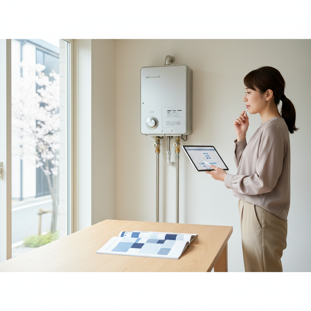 従来型ガス給湯器のカタログと価格に関する画像
