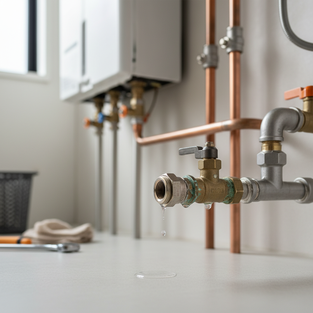 【ポタポタ水漏れ】その他の原因：配管の接続部やバルブの緩みに関する画像